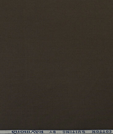 Raymond Men's Cotton Solids 1.50 Meter Unstitched Trouser Fabric (Dark Brown)