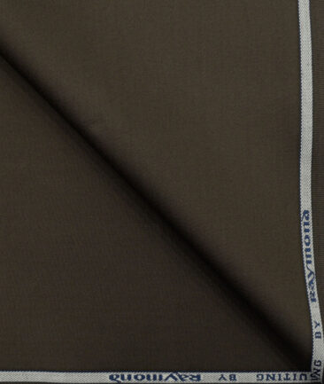 Raymond Men's Cotton Solids 1.50 Meter Unstitched Trouser Fabric (Dark Brown)