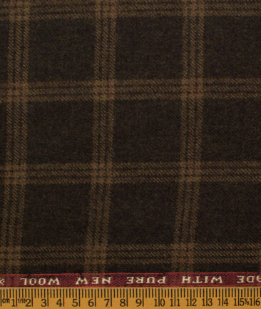 Raymond Men's Wool Checks Fine 2.20 Meter Unstitched Tweed Jacketing & Blazer Fabric (Dark Brown)