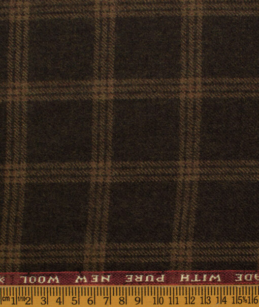 Raymond Men's Wool Checks Fine 2.20 Meter Unstitched Tweed Jacketing & Blazer Fabric (Dark Brown)