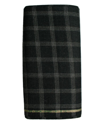 Raymond Men's Wool Checks Fine 2.20 Meter Unstitched Tweed Jacketing & Blazer Fabric (Black)