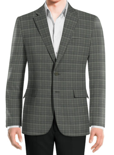 Raymond Men's Wool Checks Medium 2.20 Meter Unstitched Tweed Jacketing & Blazer Fabric (Light Grey)