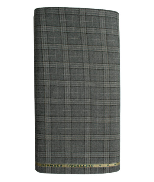 Raymond Men's Wool Checks Medium 2.20 Meter Unstitched Tweed Jacketing & Blazer Fabric (Light Grey)