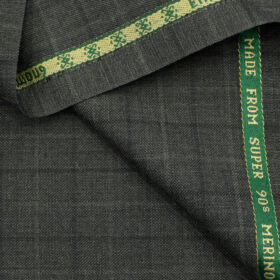 Raymond Men's Wool Checks Super 90's 3.75 Meter Unstitched Suiting Fabric (Worsted Grey)
