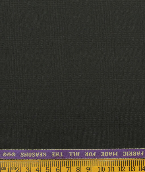 Raymond Men's Wool Checks Monza Prime3.75 Meter Unstitched Suiting Fabric (Brownish Black)