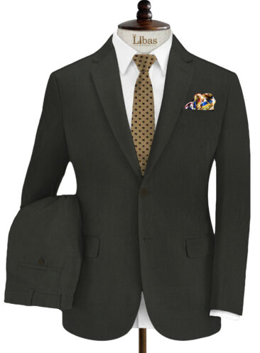 Raymond Men's Wool Checks Monza Prime3.75 Meter Unstitched Suiting Fabric (Brownish Black)