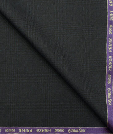 Raymond Men's Wool Checks Monza Prime 3.75 Meter Unstitched Suiting Fabric (Dark Blue)