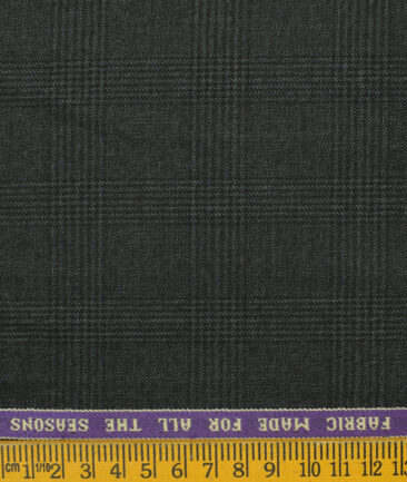 Raymond Men's Wool Checks Monza Prime 3.75 Meter Unstitched Suiting Fabric (Dark Grey)