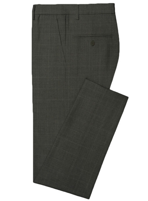 Raymond Men's Wool Checks Virasafe 3.75 Meter Unstitched Suiting Fabric (Dark Grey)