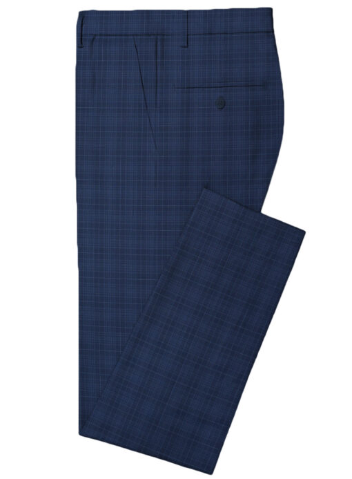 Raymond Men's Wool Checks Virasafe 3.75 Meter Unstitched Suiting Fabric (Dark Royal Blue)