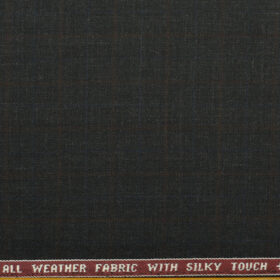 Raymond Men's Wool Checks Techno Smart 3.75 Meter Unstitched Suiting Fabric (Worsted Black)