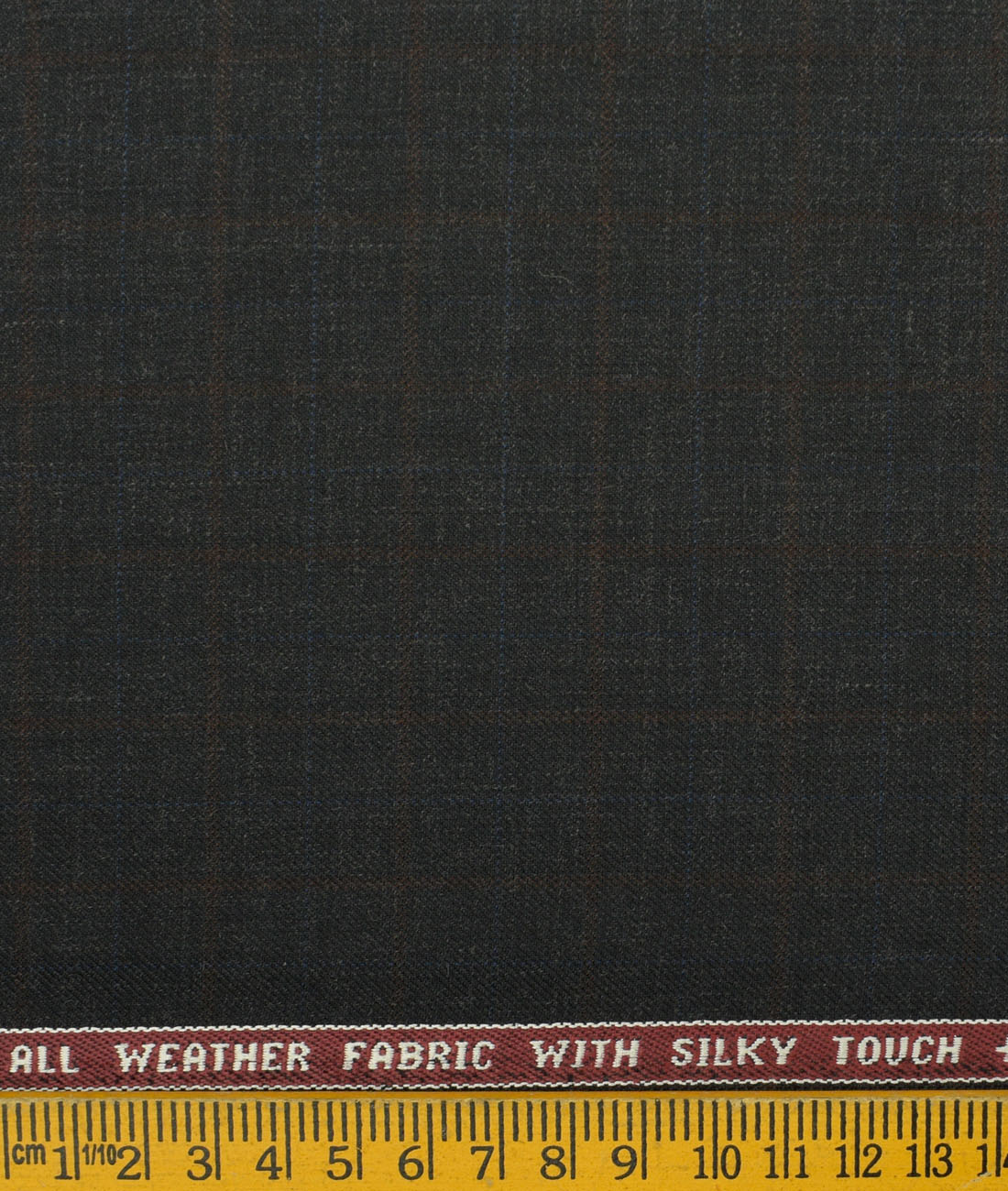 Raymond Men's Wool Checks Techno Smart 3.75 Meter Unstitched Suiting Fabric (Worsted Black)