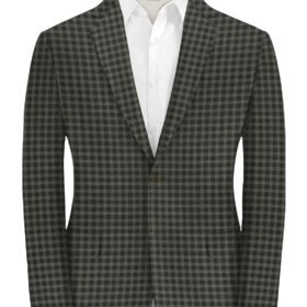Raymond Men's Wool Checks Super 70's 3.75 Meter Unstitched Suiting Fabric (Black & Grey)