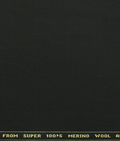 Raymond Men's Wool Solids 3.75 Meter Unstitched Suiting Fabric (Black)