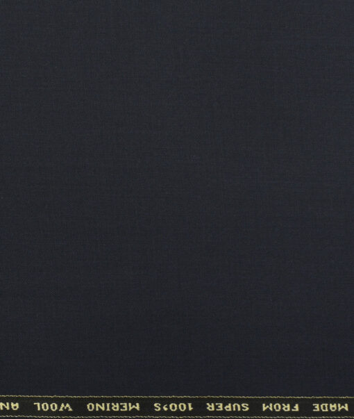 Raymond Men's Wool Solids 3.75 Meter Unstitched Suiting Fabric (Dark Blue)