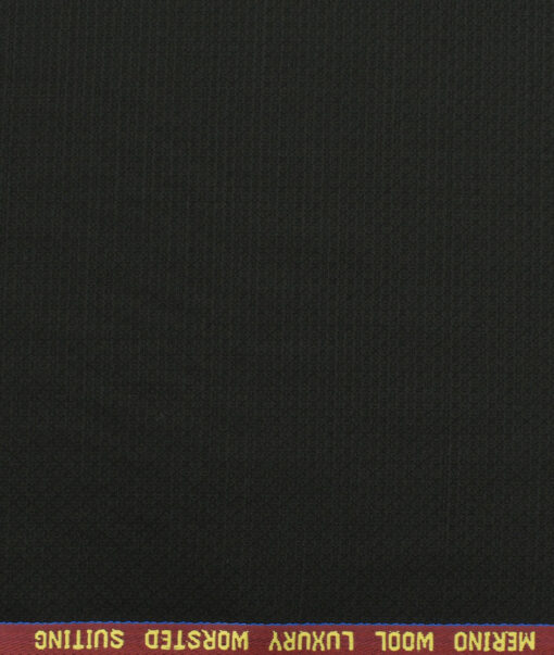 Spaadaa Men's Wool Structured 3.75 Meter Unstitched Suiting Fabric (Black)