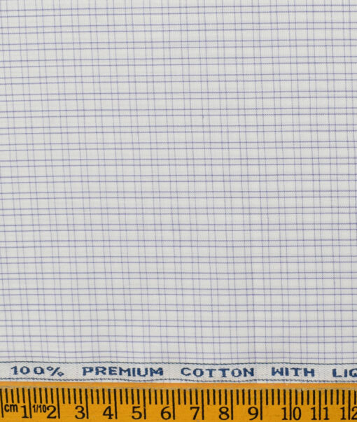 Arvind Men's  Premium Cotton Checks 2.25 Meter Unstitched Shirting Fabric (White & Purple)