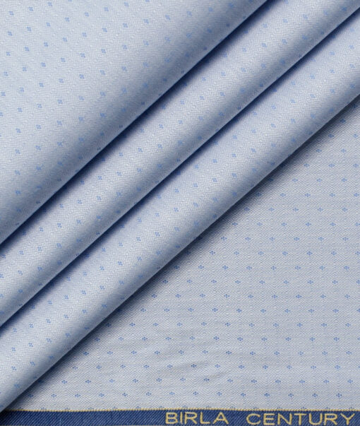 Birla Century Men's Giza Cotton Self Design 2.25 Meter Unstitched Shirting Fabric (Light Blue)