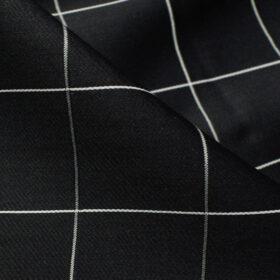 Birla Century Men's Giza Cotton Checks 2.25 Meter Unstitched Shirting Fabric (Black)