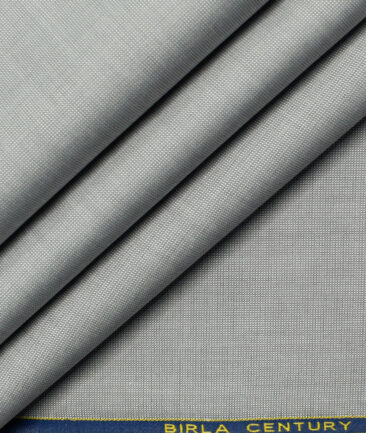 Birla Century Men's Cotton Structured 2.25 Meter Unstitched Shirting Fabric (Silver Grey)