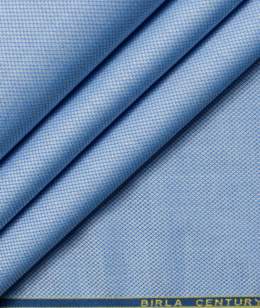 Birla Century Men's Cotton Structured 2.25 Meter Unstitched Shirting Fabric (Blue)