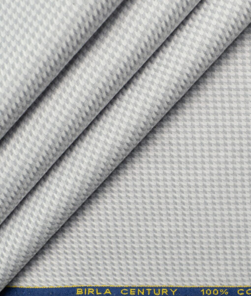 Birla Century Men's Cotton Structured 2.25 Meter Unstitched Shirting Fabric (White)