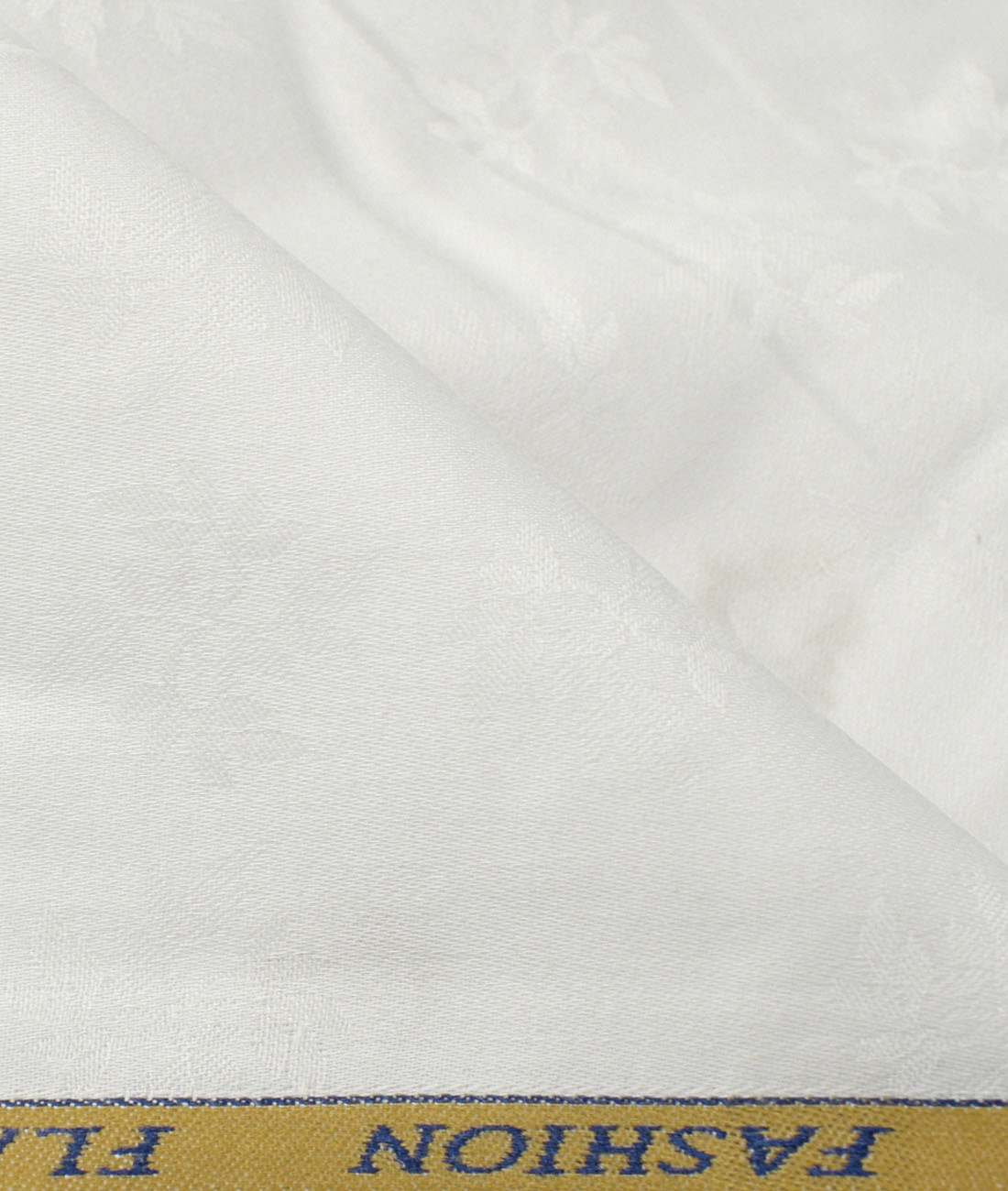 Donzito Men's Premium Cotton Self Design 2.25 Meter Unstitched Shirting Fabric (White & Brown)