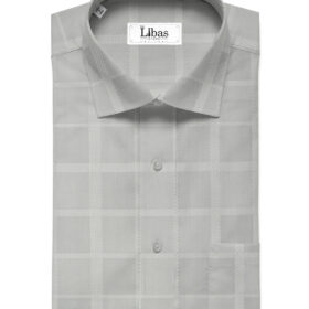 Luthai Men's Supima Cotton Checks 2.25 Meter Unstitched Shirting Fabric (Grey)