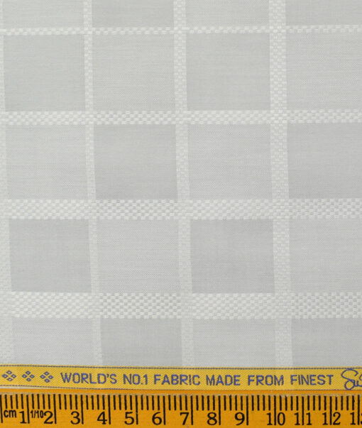 Luthai Men's Supima Cotton Checks 2.25 Meter Unstitched Shirting Fabric (Grey)