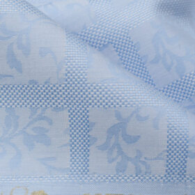 Luthai Men's Supima Cotton Checks 2.25 Meter Unstitched Shirting Fabric (Blue)