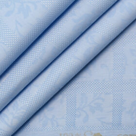 Luthai Men's Supima Cotton Checks 2.25 Meter Unstitched Shirting Fabric (Blue)