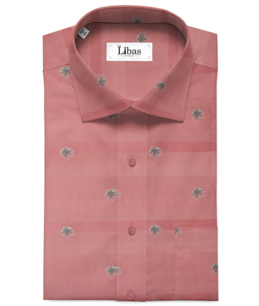 Luthai Men's Supima Cotton Self Design 2.25 Meter Unstitched Shirting Fabric (Blush Pink)