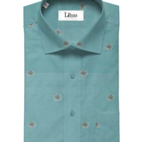 Luthai Men's Supima Cotton Self Design 2.25 Meter Unstitched Shirting Fabric (Teal Green)