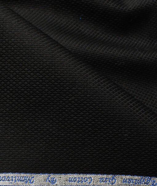 Monti Vora Men's Giza Cotton Structured 2.25 Meter Unstitched Shirting Fabric (Black)