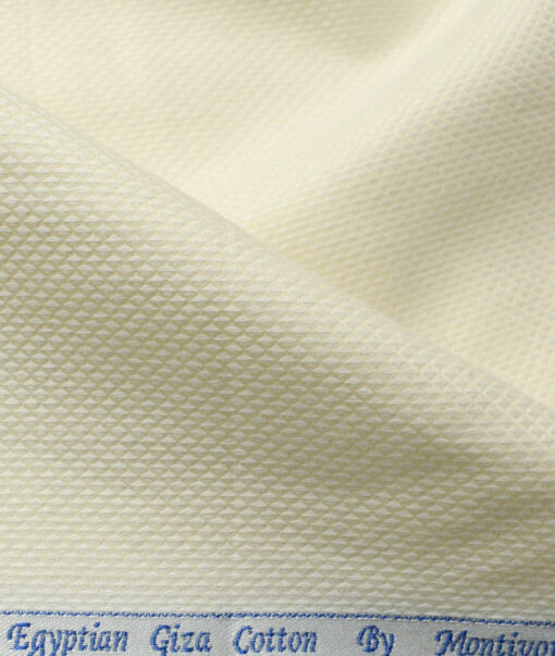 Monti Vora Men's Giza Cotton Structured 2.25 Meter Unstitched Shirting Fabric (Cream)