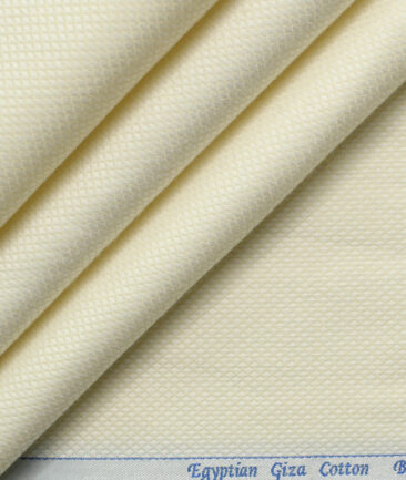 Monti Vora Men's Giza Cotton Structured 2.25 Meter Unstitched Shirting Fabric (Cream)