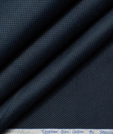 Monti Vora Men's Giza Cotton Structured 2.25 Meter Unstitched Shirting Fabric (Dark Blue)