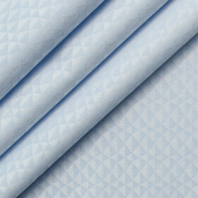Monti Vora Men's Giza Cotton Structured 2.25 Meter Unstitched Shirting Fabric (Sky Blue)