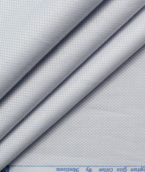Monti Vora Men's Giza Cotton Structured 2.25 Meter Unstitched Shirting Fabric (Light Grey)