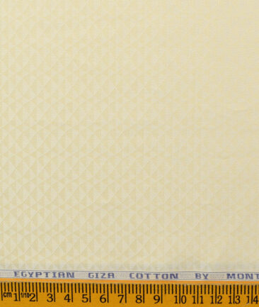 Monti Vora Men's Giza Cotton Structured 2.25 Meter Unstitched Shirting Fabric (Yellow)