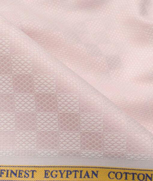 Soktas Men's Giza Cotton Self Design 2.25 Meter Unstitched Shirting Fabric (Pink)