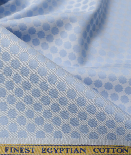 Soktas Men's Giza Cotton Self Design 2.25 Meter Unstitched Shirting Fabric (Light Blue)