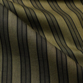 Cadini Men's Giza Cotton Striped Unstitched Shirting Fabric (Blue & Beige)