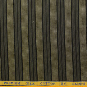 Cadini Men's Giza Cotton Striped Unstitched Shirting Fabric (Blue & Beige)