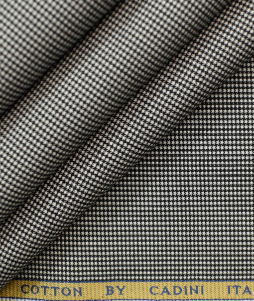 Cadini Men's Giza Cotton Structured Unstitched Shirting Fabric (White & Black)