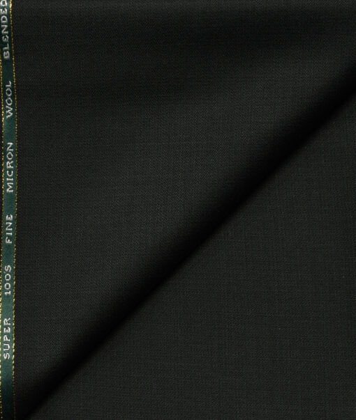 J.Hampstead Men's Wool Structured Super 100's1.30 Meter Unstitched Trouser Fabric (Dark Green)