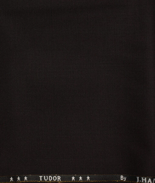 J.Hampstead Men's Wool Structured Super 120's1.30 Meter Unstitched Trouser Fabric (Dark Wine)