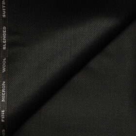 J.Hampstead Men's Wool Structured Super 100's1.30 Meter Unstitched Trouser Fabric (Black)
