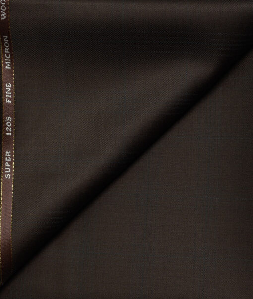 J.Hampstead Men's Wool Checks Super 120's1.30 Meter Unstitched Trouser Fabric (Choco Brown)