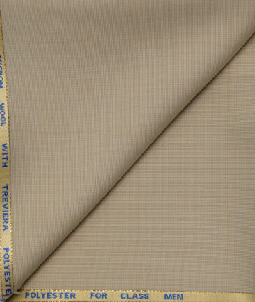 J.Hampstead Men's Wool Checks Super 120's1.30 Meter Unstitched Trouser Fabric (Beige)